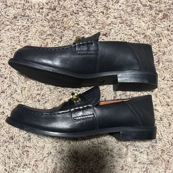 Coach Putnam loafer in black leather gold signature chain - Picture 3 of 7